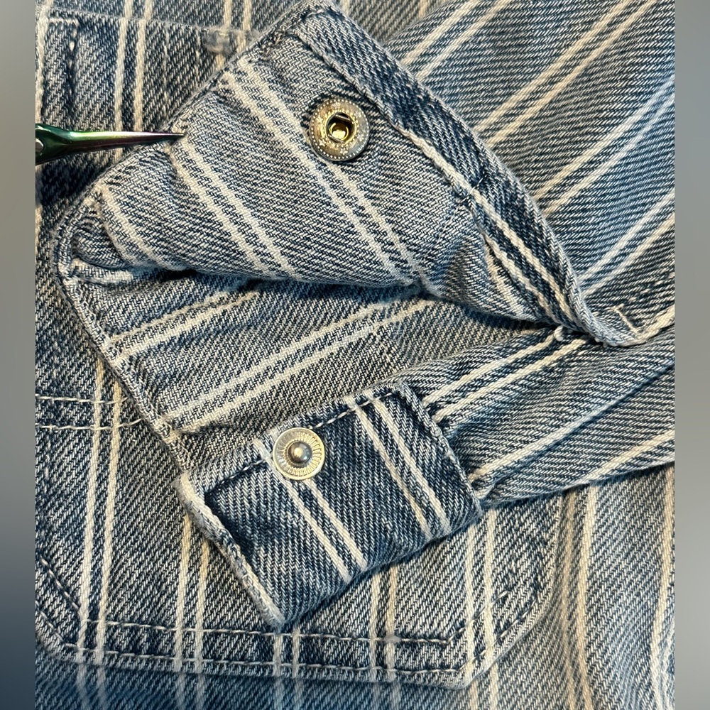 NWT Zara Stripe Denim Crop Jacket - Kids Size 6-7 - Picture 2 of 12